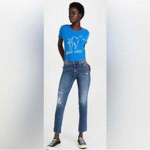 Mother Mid-rise Dazzler Ankle Fray Weekend Warrior Distressed Jeans